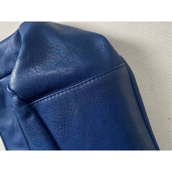 Michael Kors Beautiful Blue Leather Shoulder Handbag With Gold Metal Vintage - Picture 5 of 10